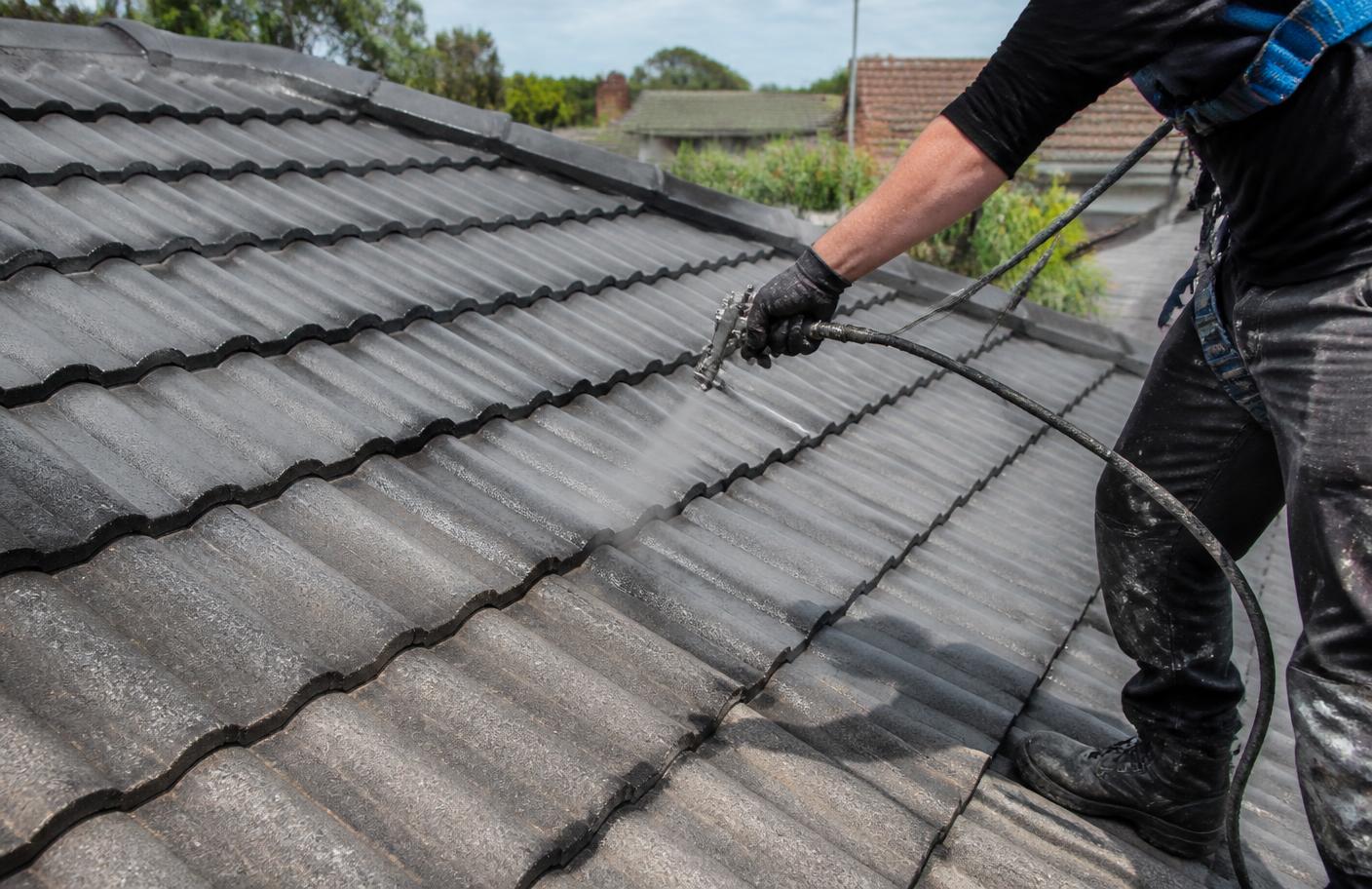 Roof Painting on a residential roof in Geelong