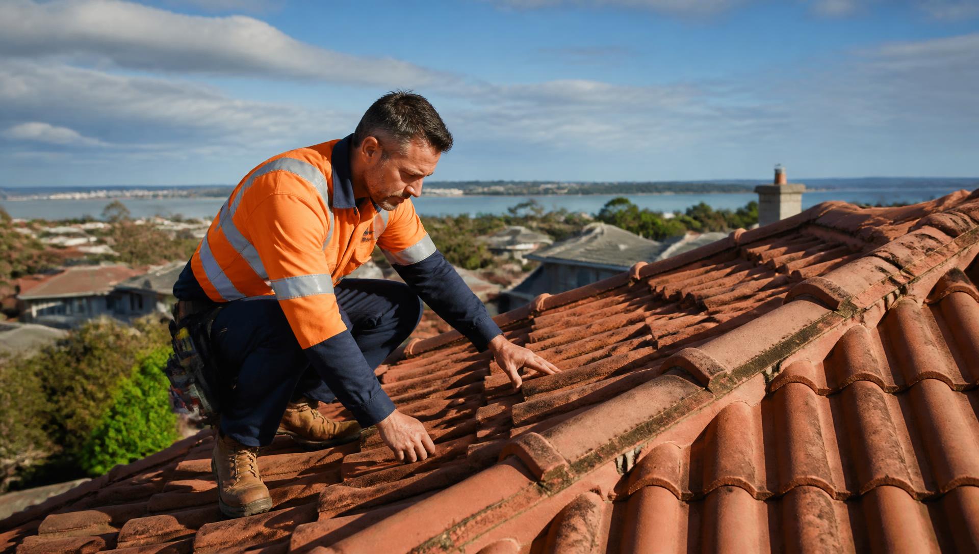 Roof repair inspection on a Geelong home